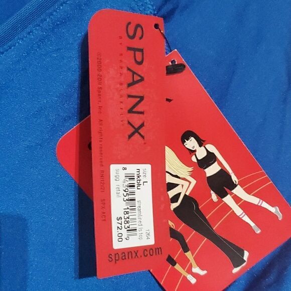 SPANX Streamlined Long Sleeve Top Blue - Size Large NWT - Picture 6 of 8